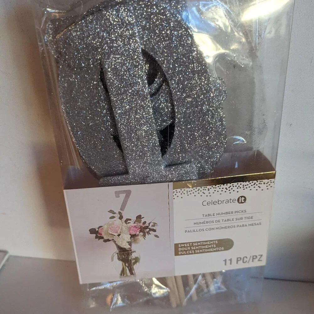 NWT Celebrate It Silver Table Number Picks Summer Wedding Reception Formal Party